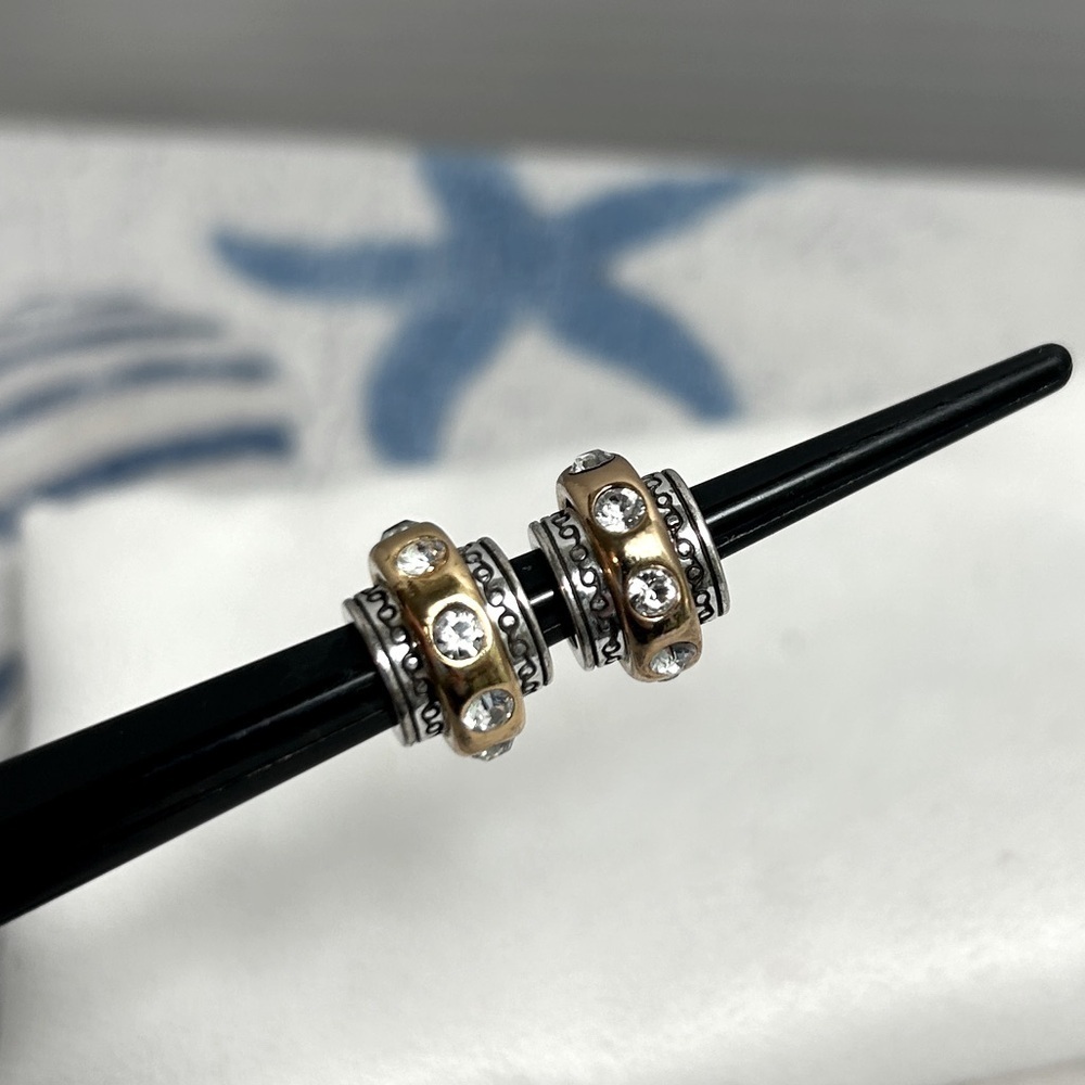 Brighton Dazzle Two-tone Spacer Bead Crystals Silver & Gold Plated Lot of 2 - Picture 3 of 9